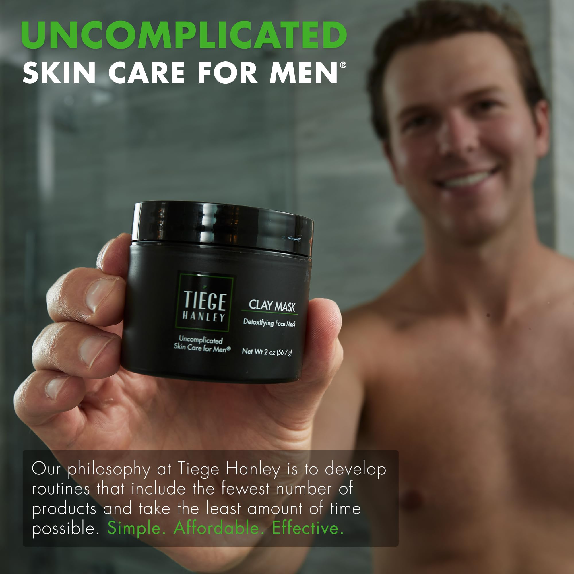 Tiege Hanley detoxifying clay mask packaging on display