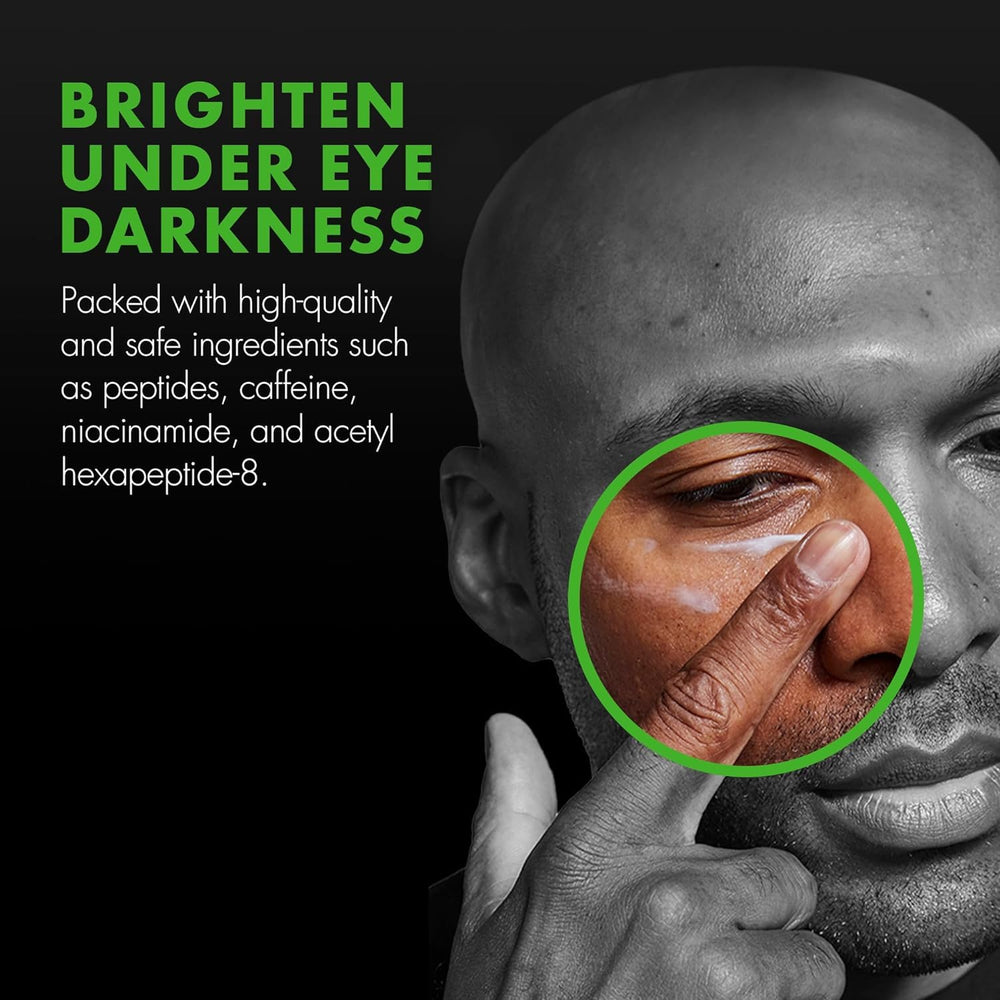 Tiege Hanley EYES under-eye application demonstrates precise dab for targeted care.