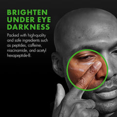 Tiege Hanley EYES under-eye application demonstrates precise dab for targeted care.