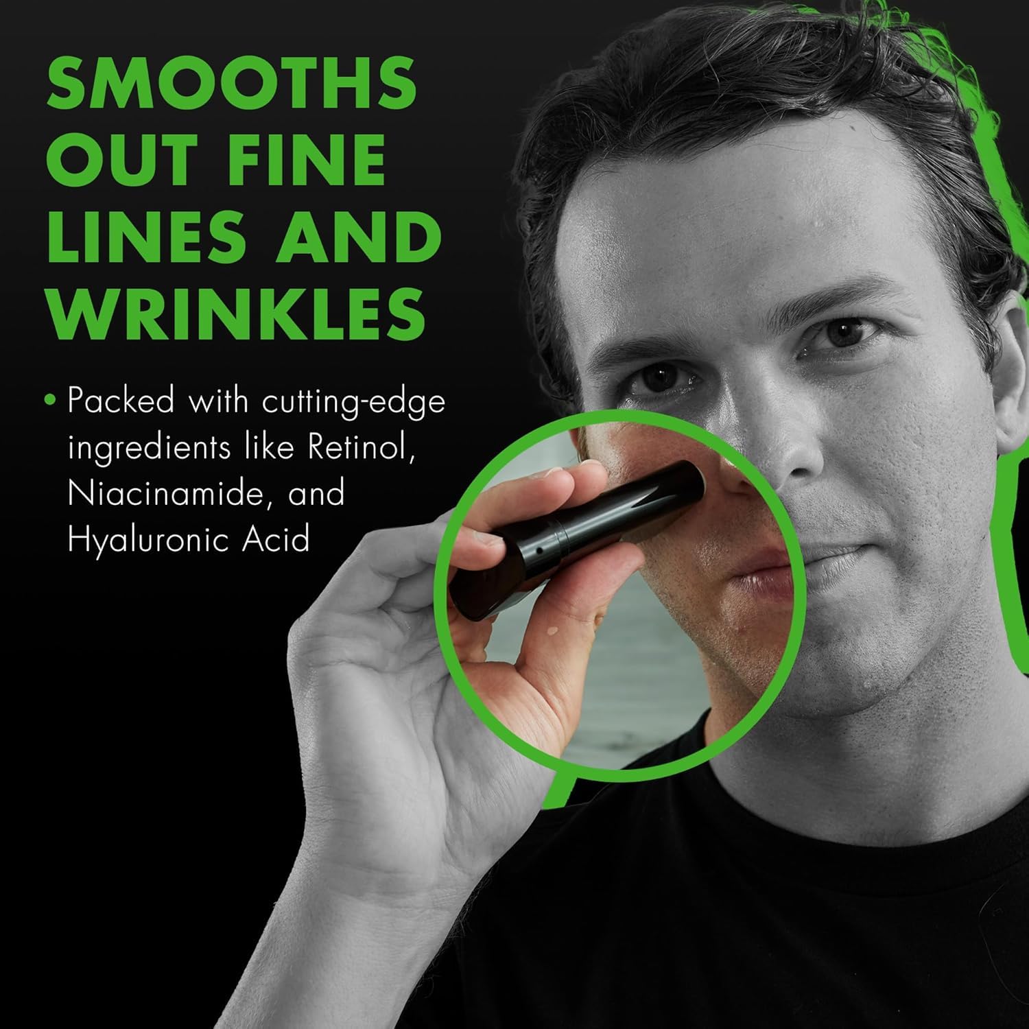 Tiege Hanley Retinol Stick on the neck promotes a firmer-feeling skin.