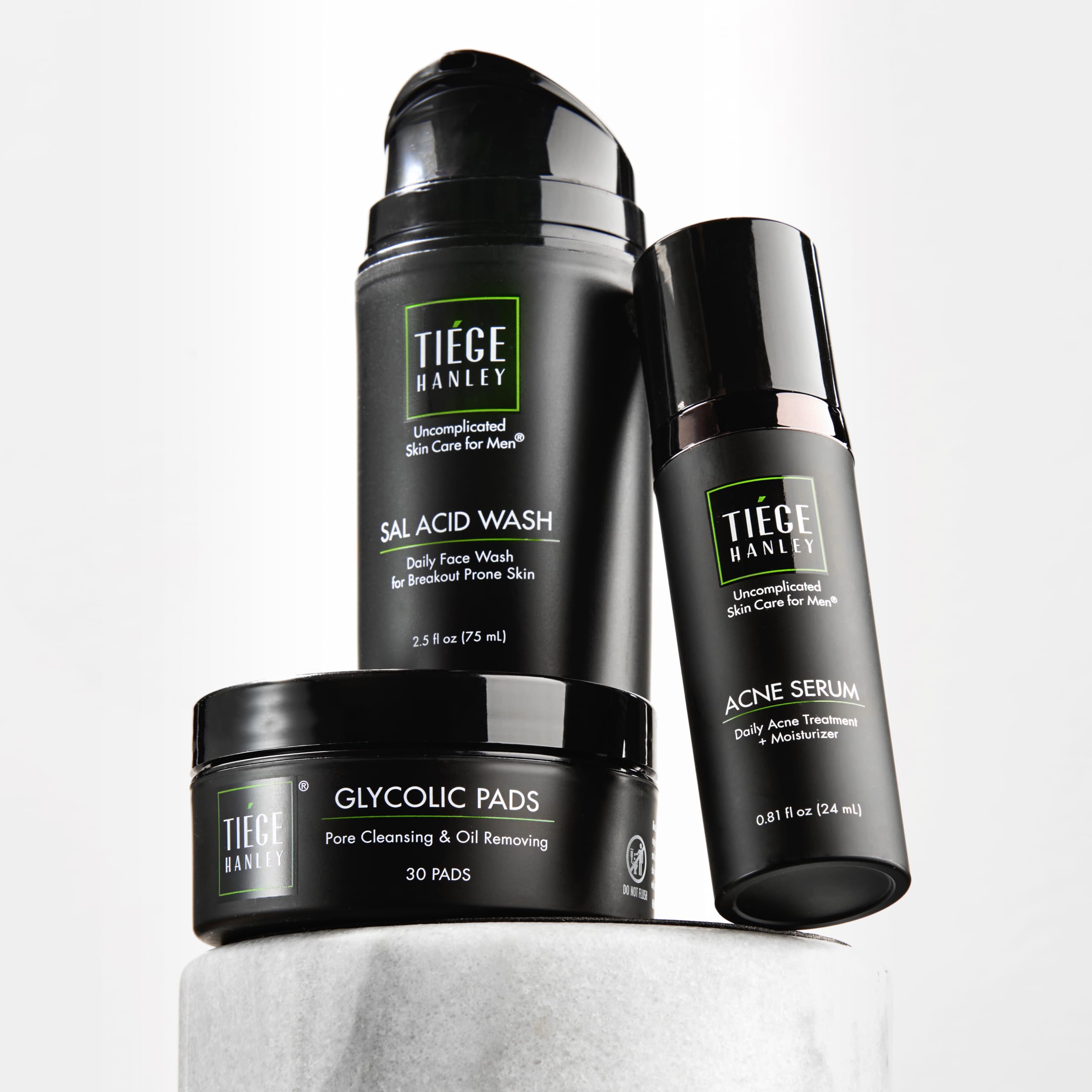 Tiege Hanley Sal Acid Wash bottle shown for daily cleansing and clear skin prep.