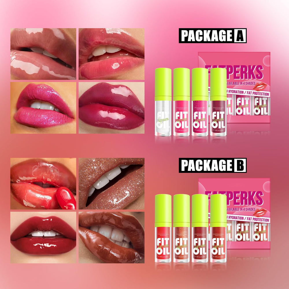 Tiejdhr Set A lip oil collection showcases the versatile color options.