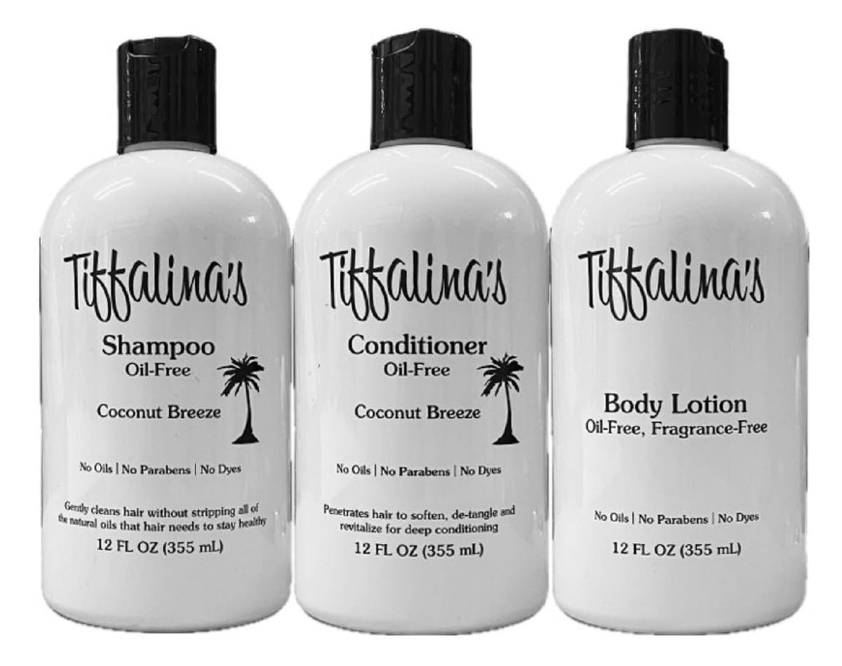 Tiffalina's Lotion oil-free bottle for fragrance-free skin care on oil-free plans