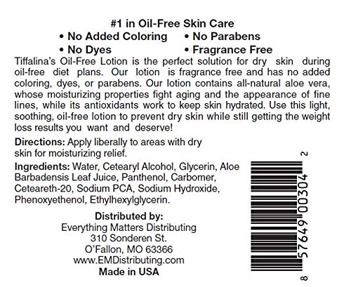 Tiffalina's Oil Free Body Lotion texture close-up reveals thicker, creamier formula for dieting.