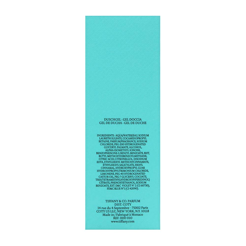 Tiffany & Co. fragrance collection shower gel, bottle image highlighting its long-lasting scent.