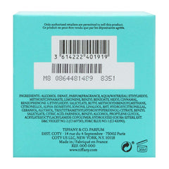 Tiffany & Co. Tiffany 1-ounce bottle close-up label, suggesting premium floral scent for travel.