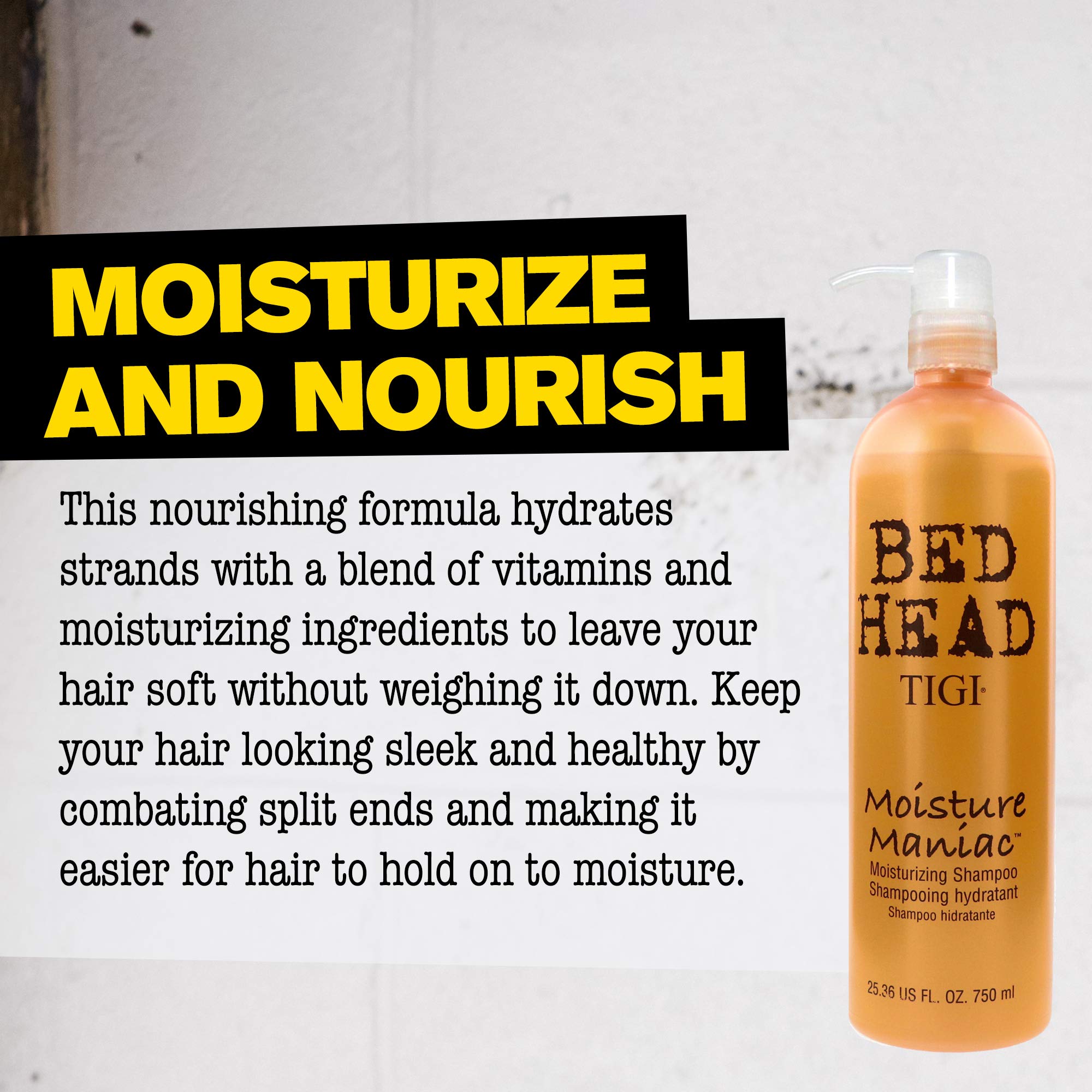 TIGI Bed Head Moisture Maniac supports all hair types with balanced moisture.