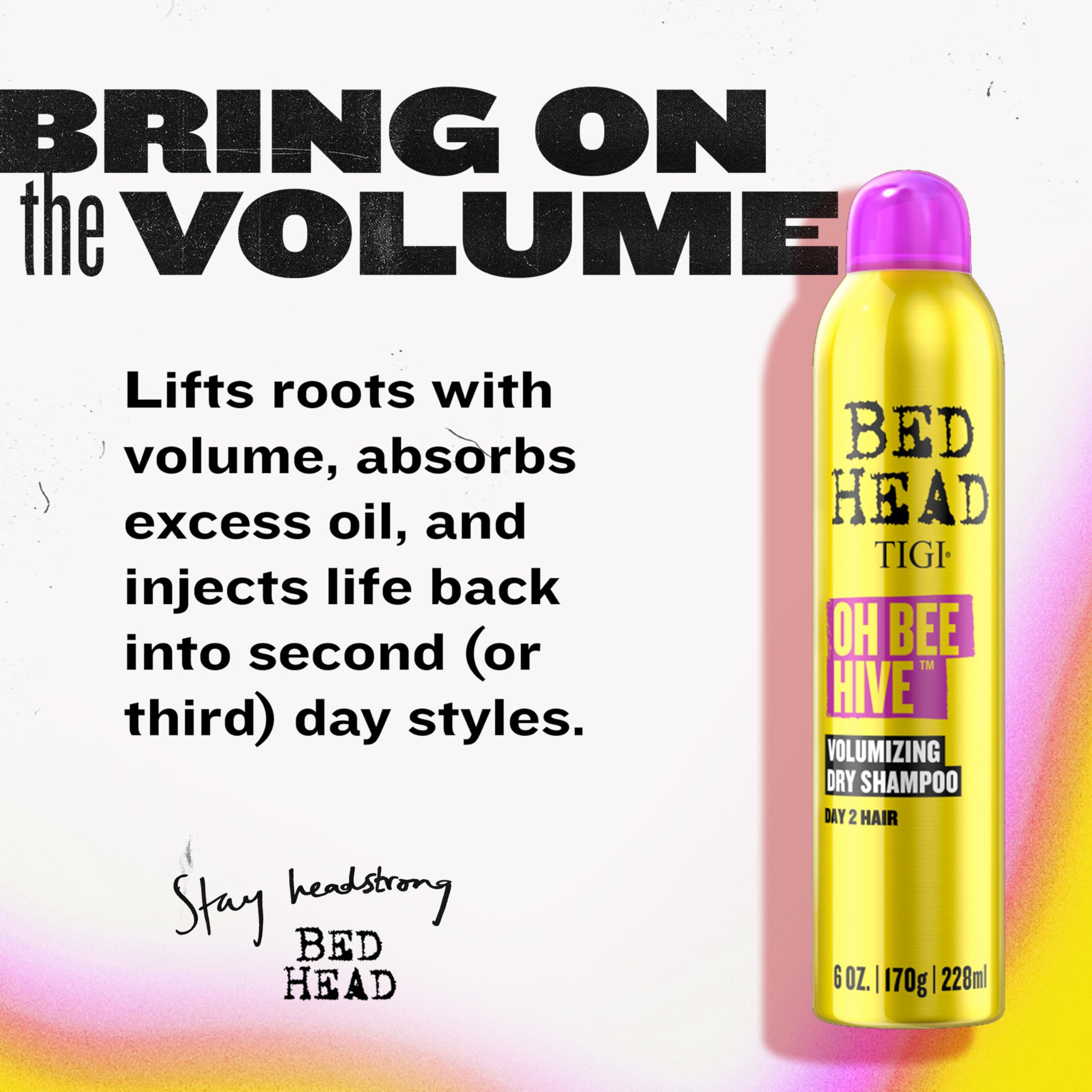 Bed Head Oh Bee Hive bottle angled shot showcasing volume-boosting capability.