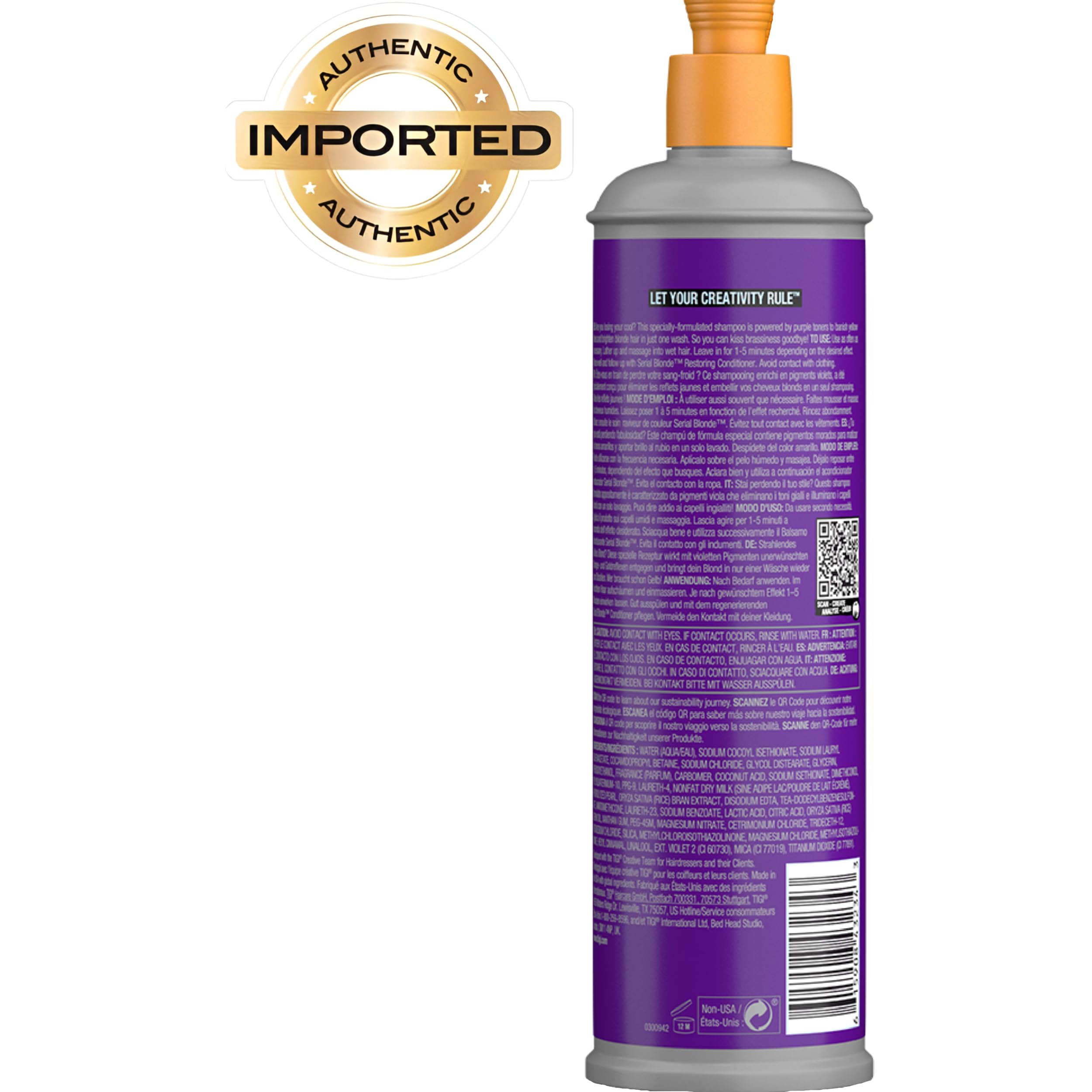 Massaging TIGI Bed Head Purple Toning Shampoo into wet hair for even distribution