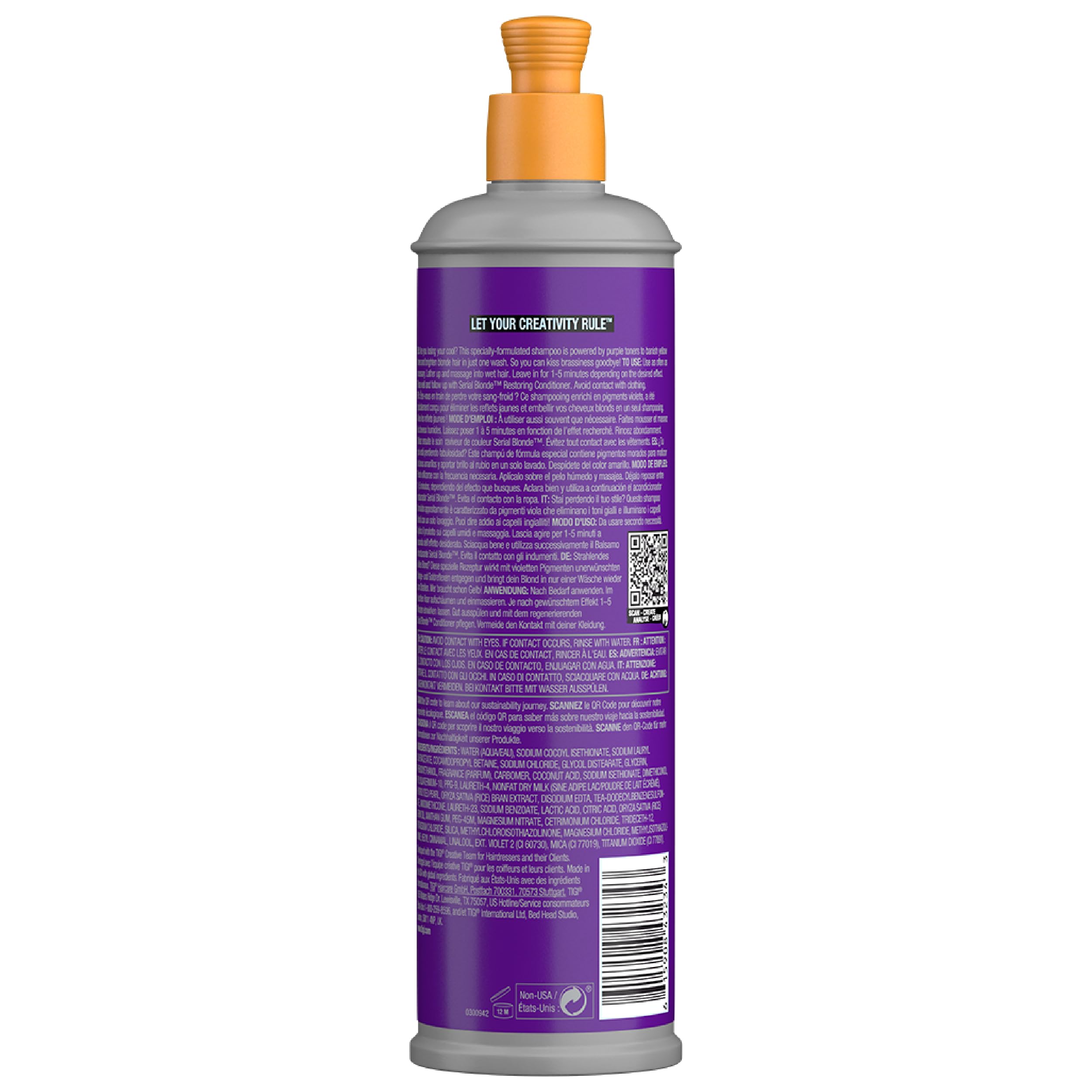 TIGI Bed Head Purple Toning Shampoo lather cleanses chemically treated hair