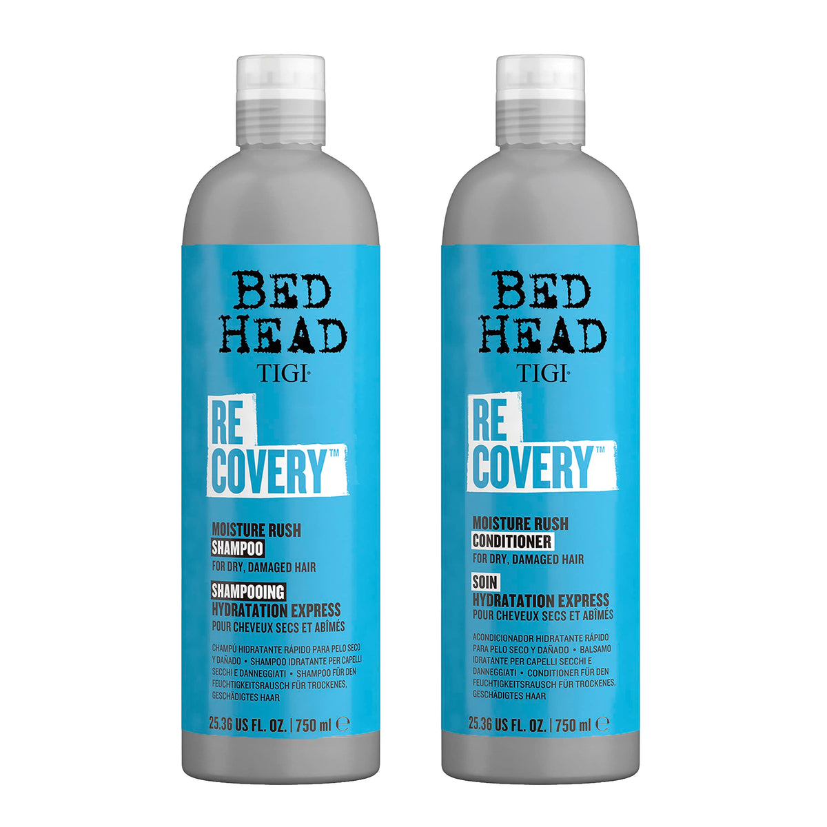 TIGI Bed Head Recovery Shampoo bottle delivering deep moisture for dry hair.