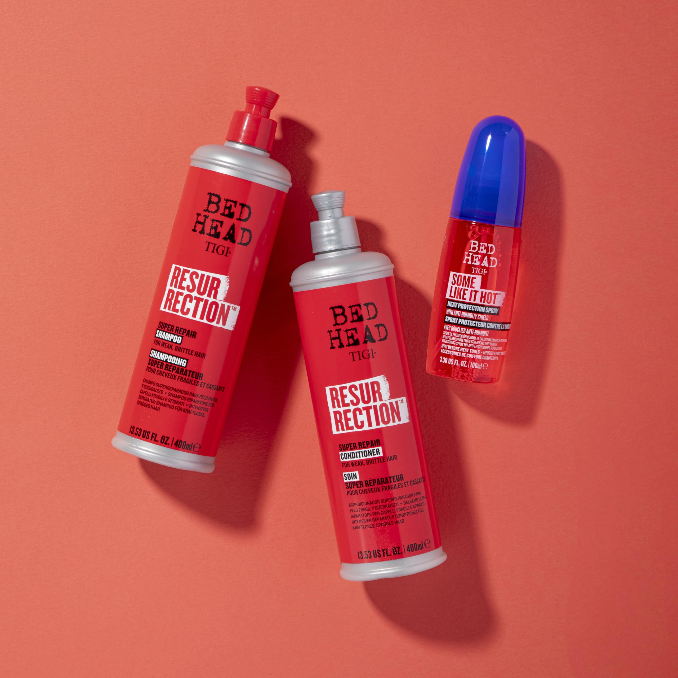 TIGI Bed Head Resurrection packaging top view emphasizes premium care kit