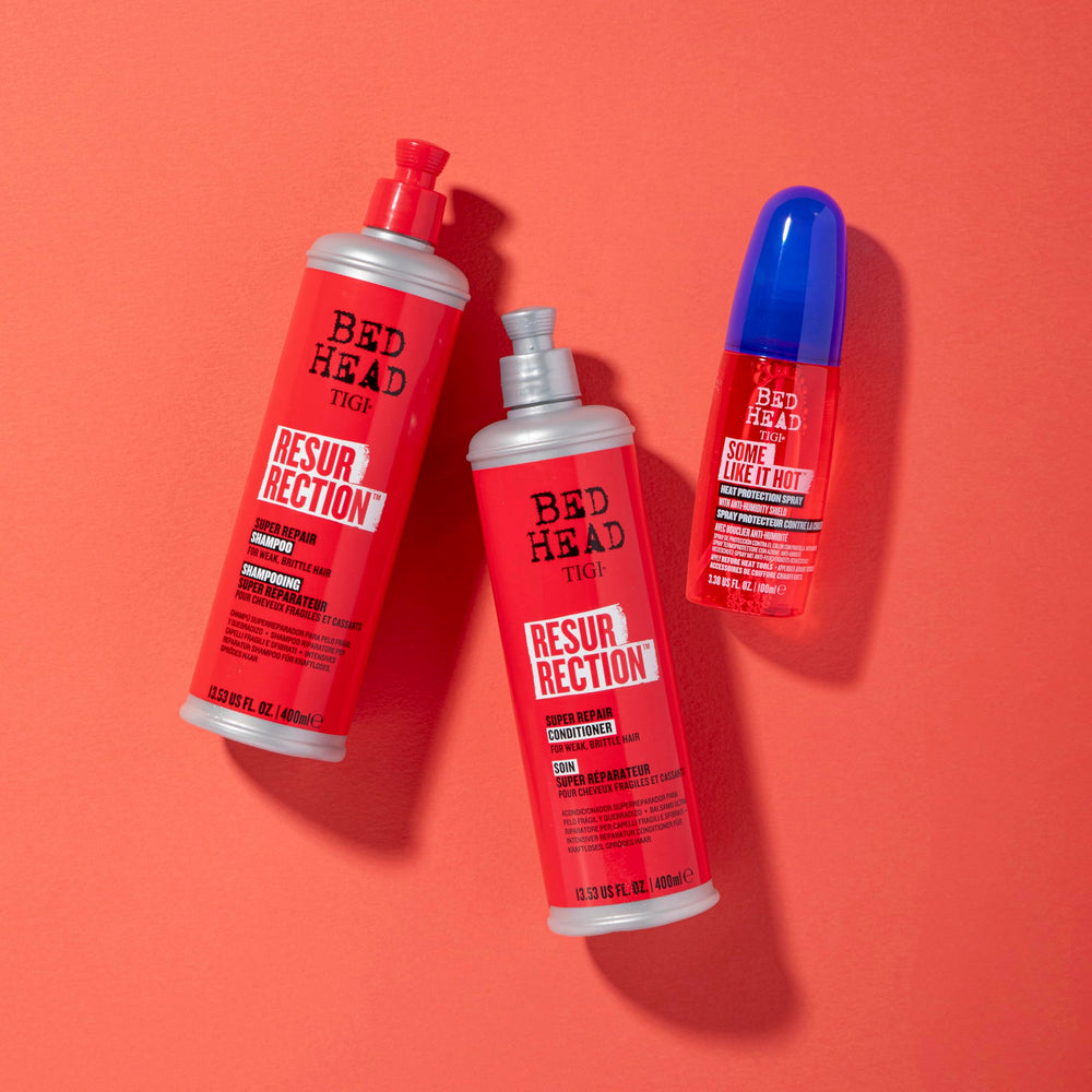 TIGI Bed Head Resurrection packaging top view emphasizes premium care kit