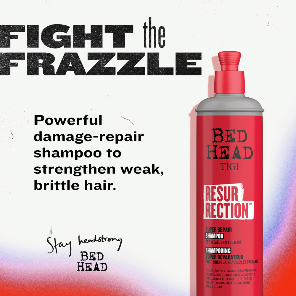 TIGI Bed Head Resurrection Shampoo foamy lather coats mid-lengths and ends