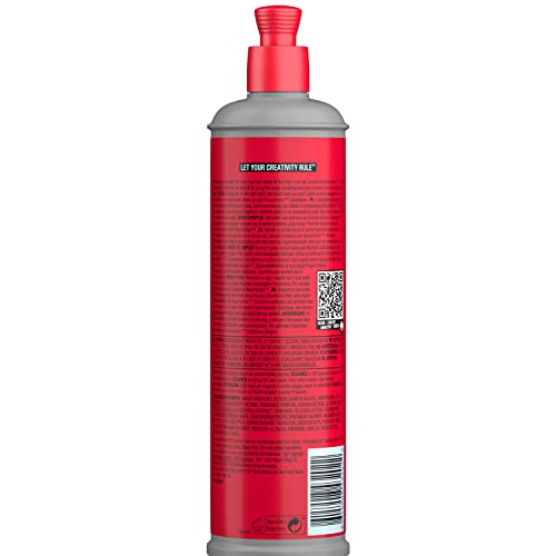 TIGI Bed Head Resurrection Shampoo label close-up showing advanced repair technology