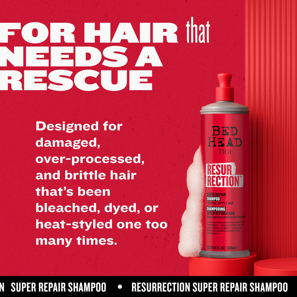 TIGI Bed Head Resurrection Shampoo pump dispenser close-up for easy daily use