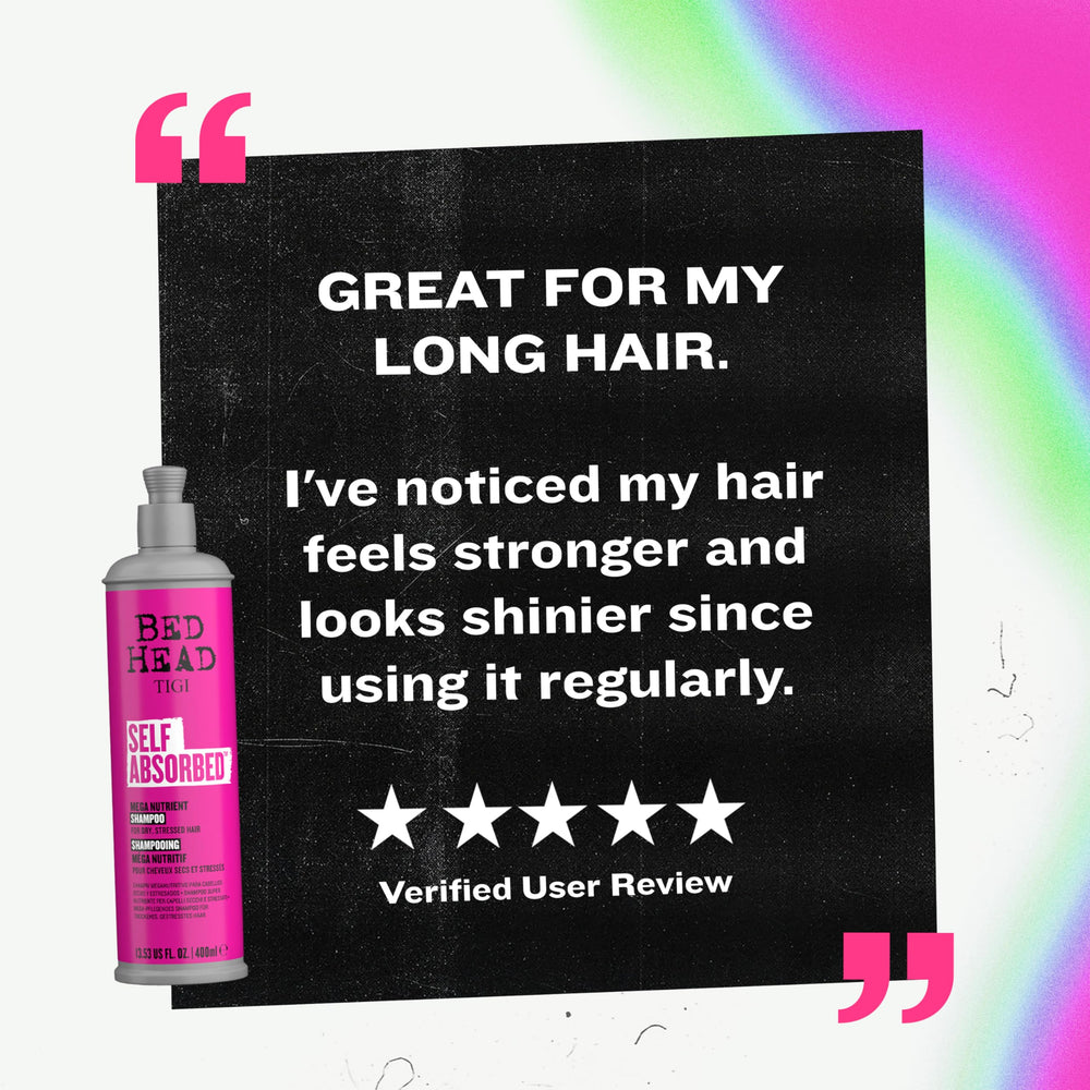 TIGI Bed Head Self Absorbed finished look after rinse shows sleek, manageable hair