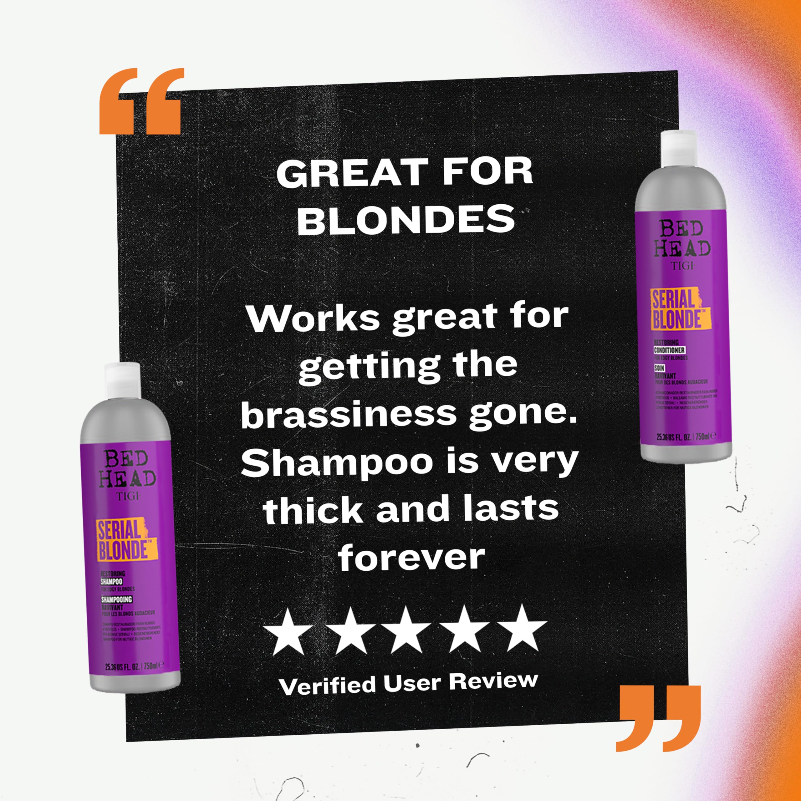 Duo of TIGI Bed Head Serial Blonde on vanity, ready for routine refresh.
