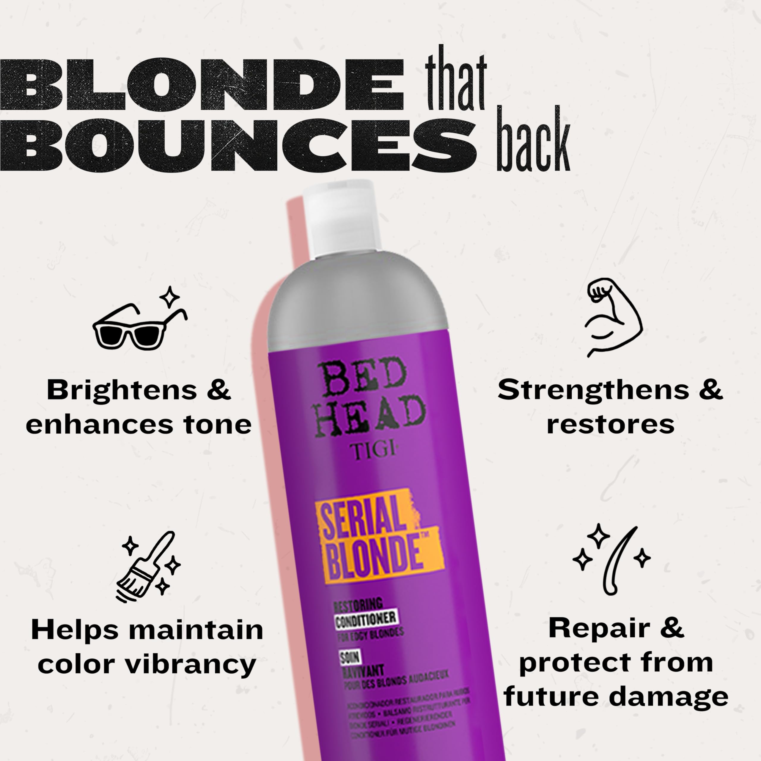 Serial Blonde set displayed on sink for at-home color revival care.