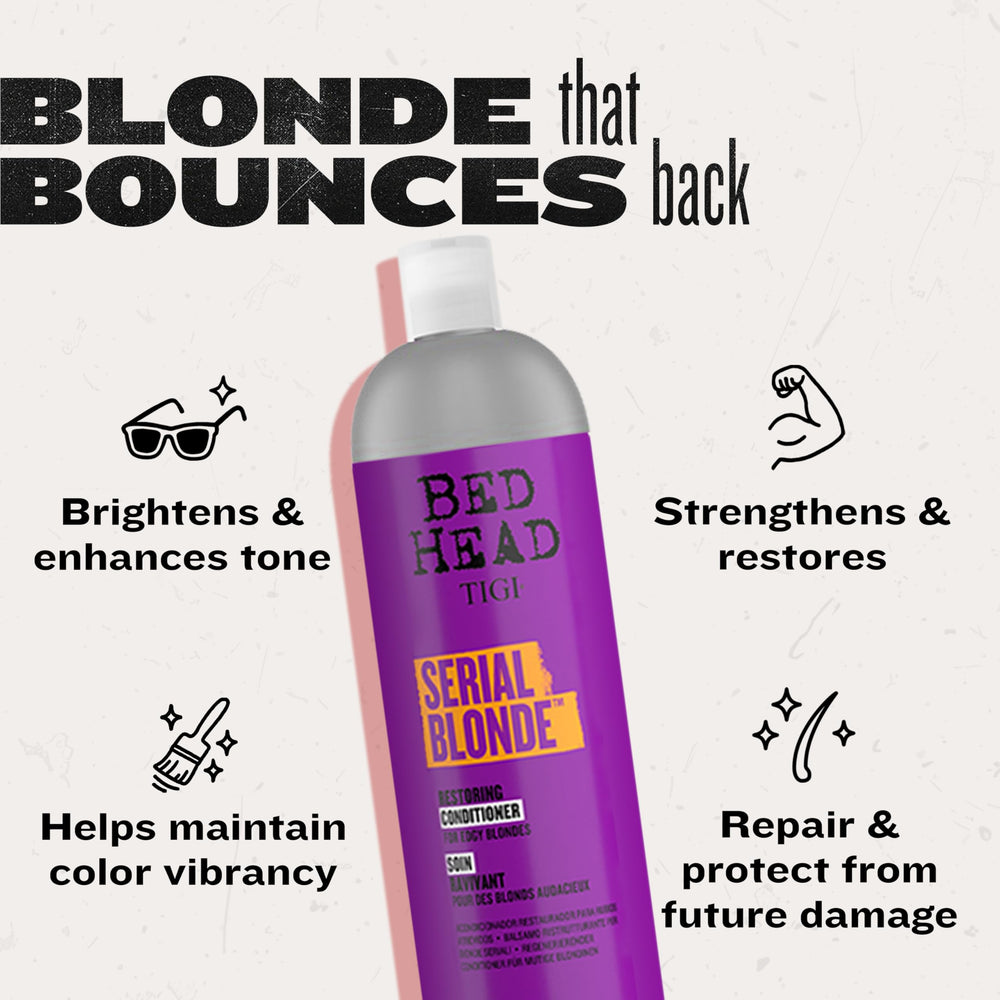 Serial Blonde set displayed on sink for at-home color revival care.
