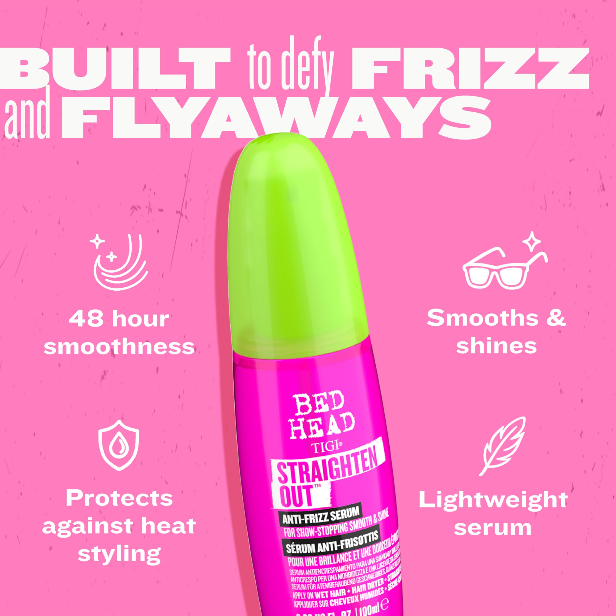 TIGI Bed Head Straighten Out hair damp application prepares for sleek results.