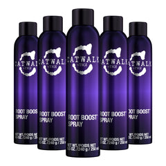 TIGI Catwalk Root Boost Spray Foam bottle delivers salon-ready lift for all hair types.