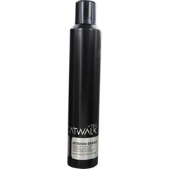 TIGI Catwalk Session Series Finishing Hairspray bottle offers flexible hold for sleek styles.