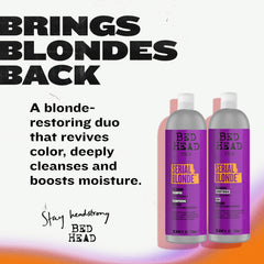 Serial Blonde shampoo label close-up highlighting hydrolyzed keratin benefits.