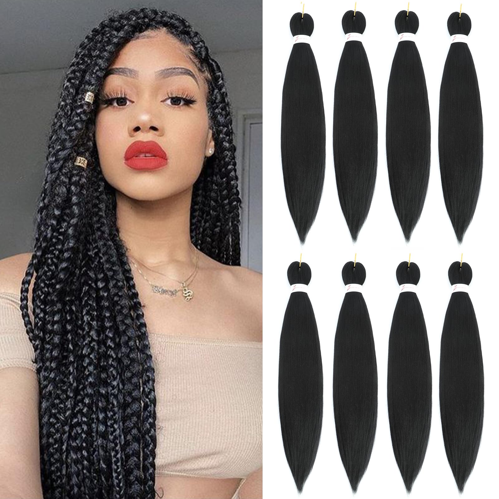 TIHQIEX pre stretched 30 inch braiding hair for quick, natural-looking installs.