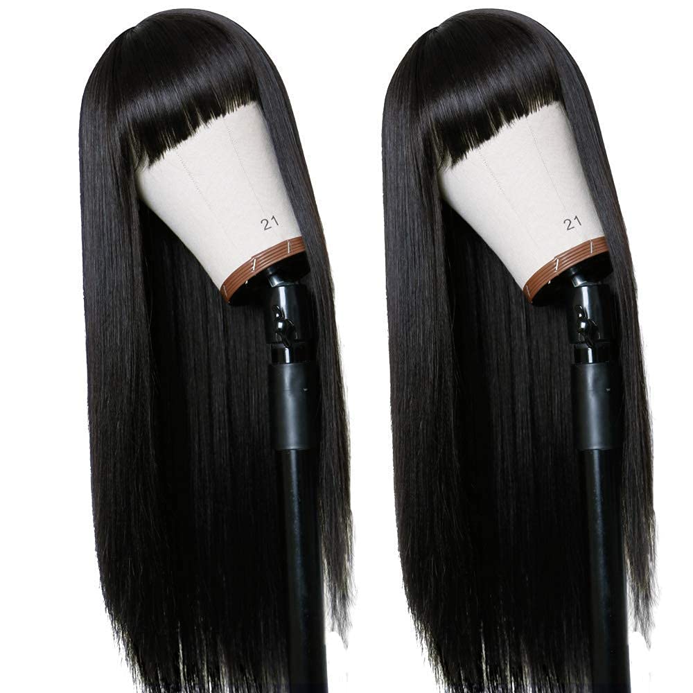 TIMANZO full machine-made bangs wig provides a ready-to-wear look.