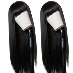 TIMANZO full machine-made bangs wig provides a ready-to-wear look.
