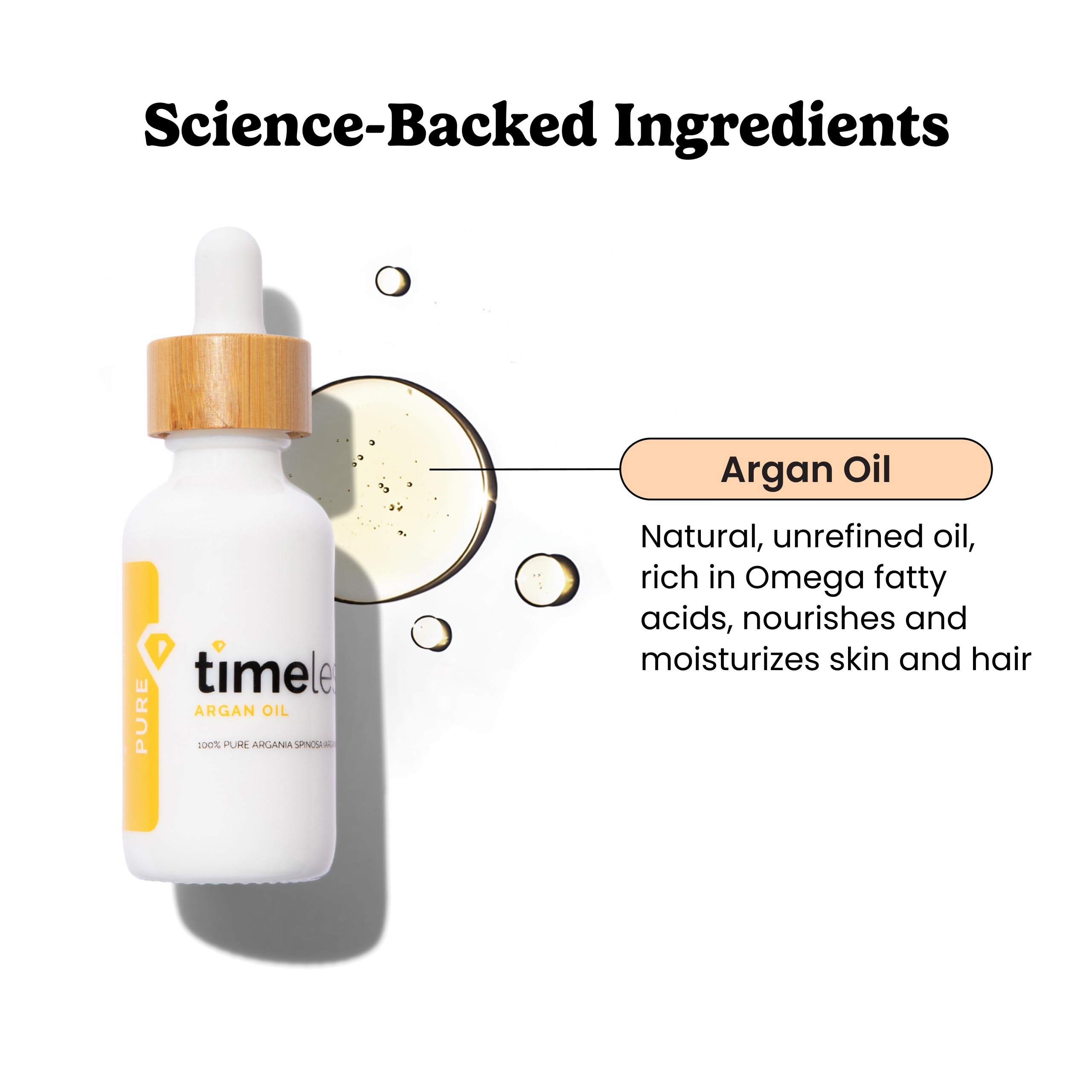 Timeless Skin Care Argan Oil dispensing pump for easy, comfortable application