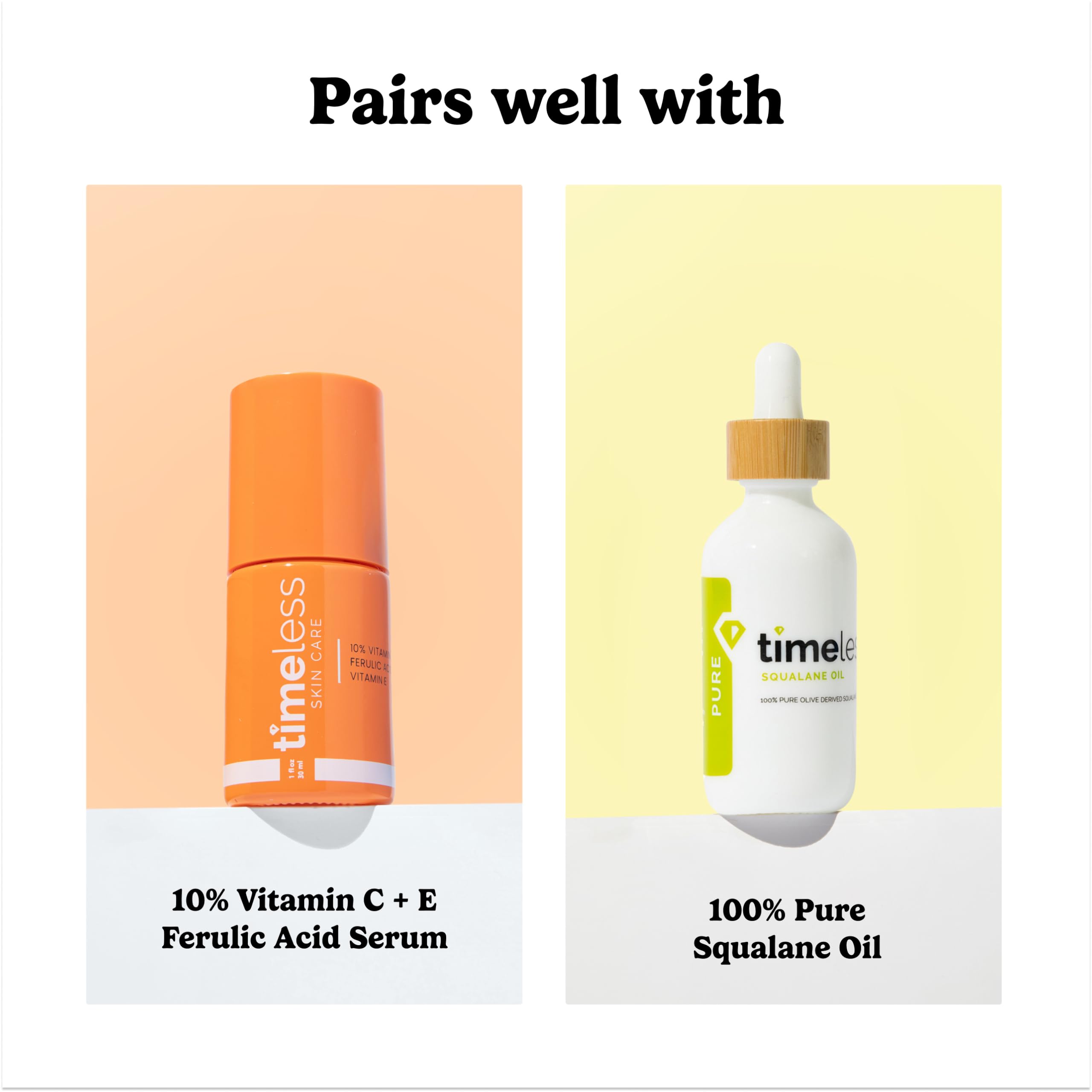 Timeless Skin Care packaging shows cruelty-free promise in a 1 oz bottle