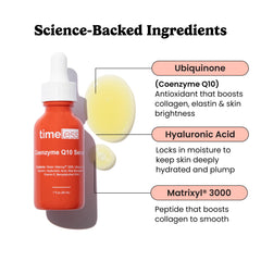 Close-up of Timeless CoQ10 Serum texture for smoothing and fast absorption.