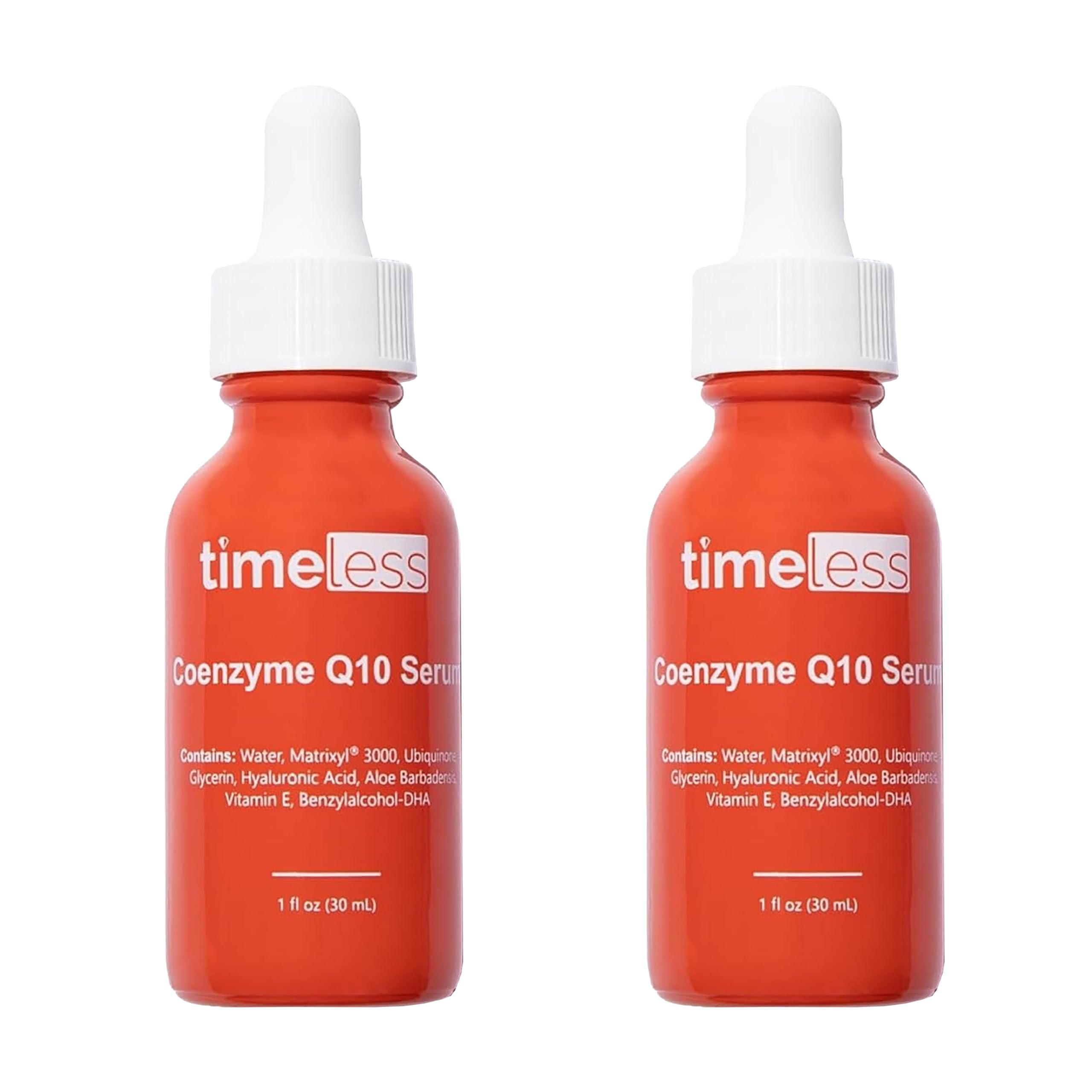 Timeless Skin Care Coenzyme Q10 Serum bottle, fragrance-free, for daily hydration.
