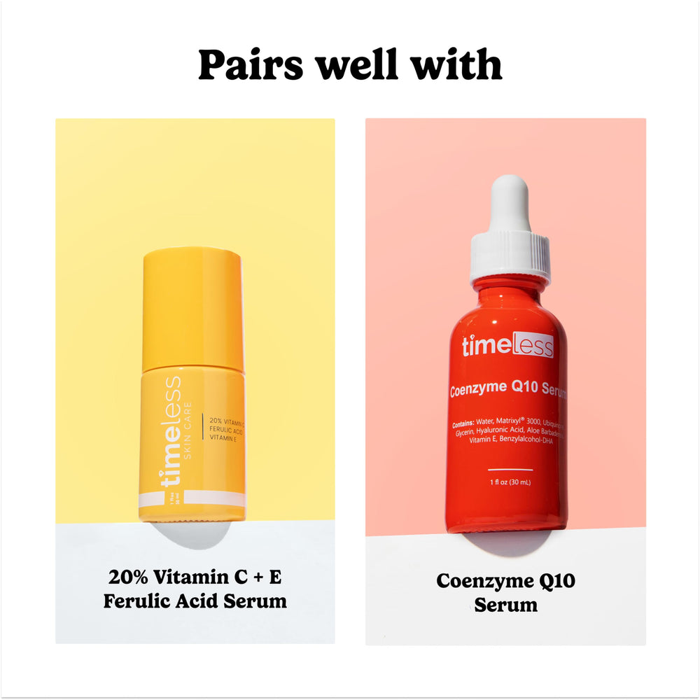 Timeless Skin Care cruelty-free symbol beside product bottle.