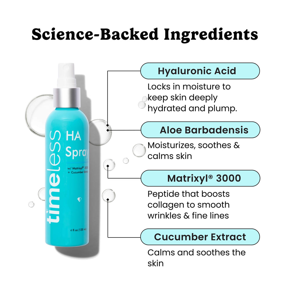 Timeless Skin Care cucumber soothing mist close-up, refreshing irritated skin