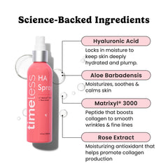 Timeless Skin Care HA Matrixyl 3000 Rose Spray mist dispensing for easy application.