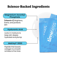 Timeless Skin Care Hyaluronic Acid dropper enables precise application for hydrated, supple skin.