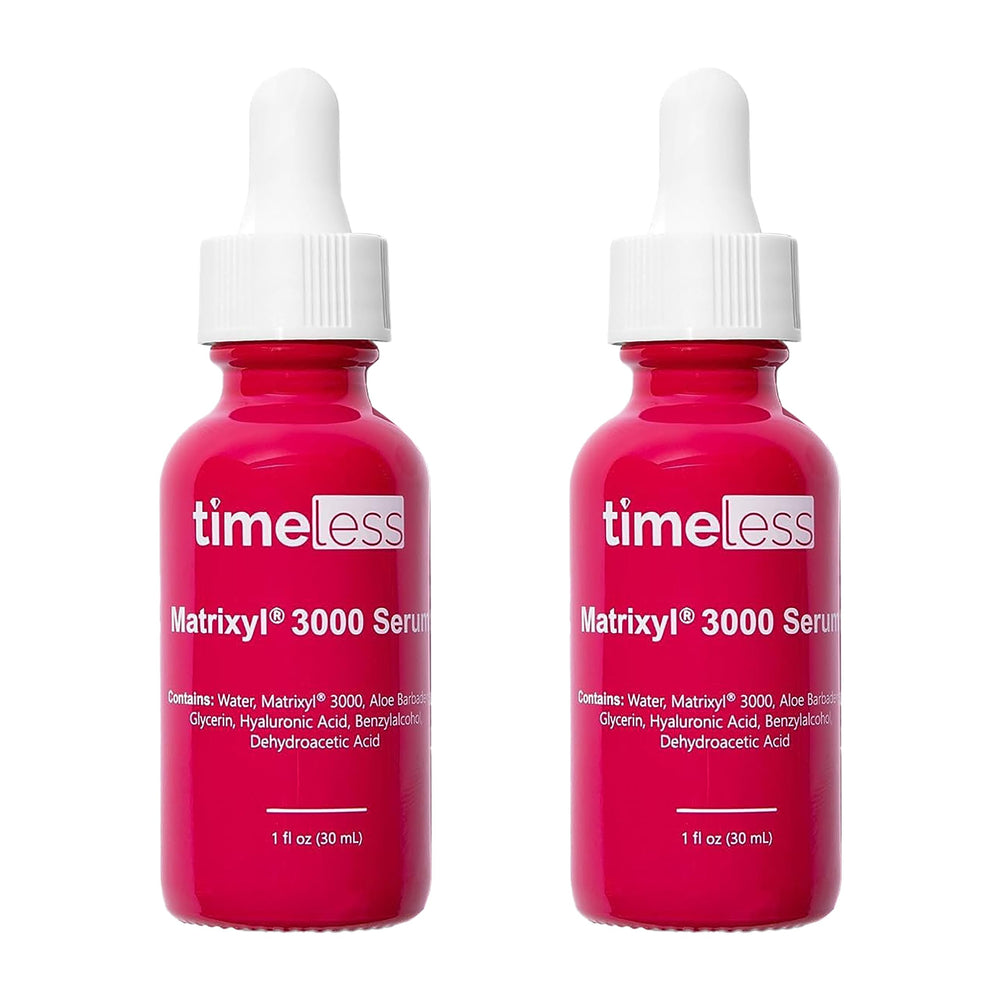 Timeless Skin Care Matrixyl 3000 serum bottle for daily hydration and elasticity support.