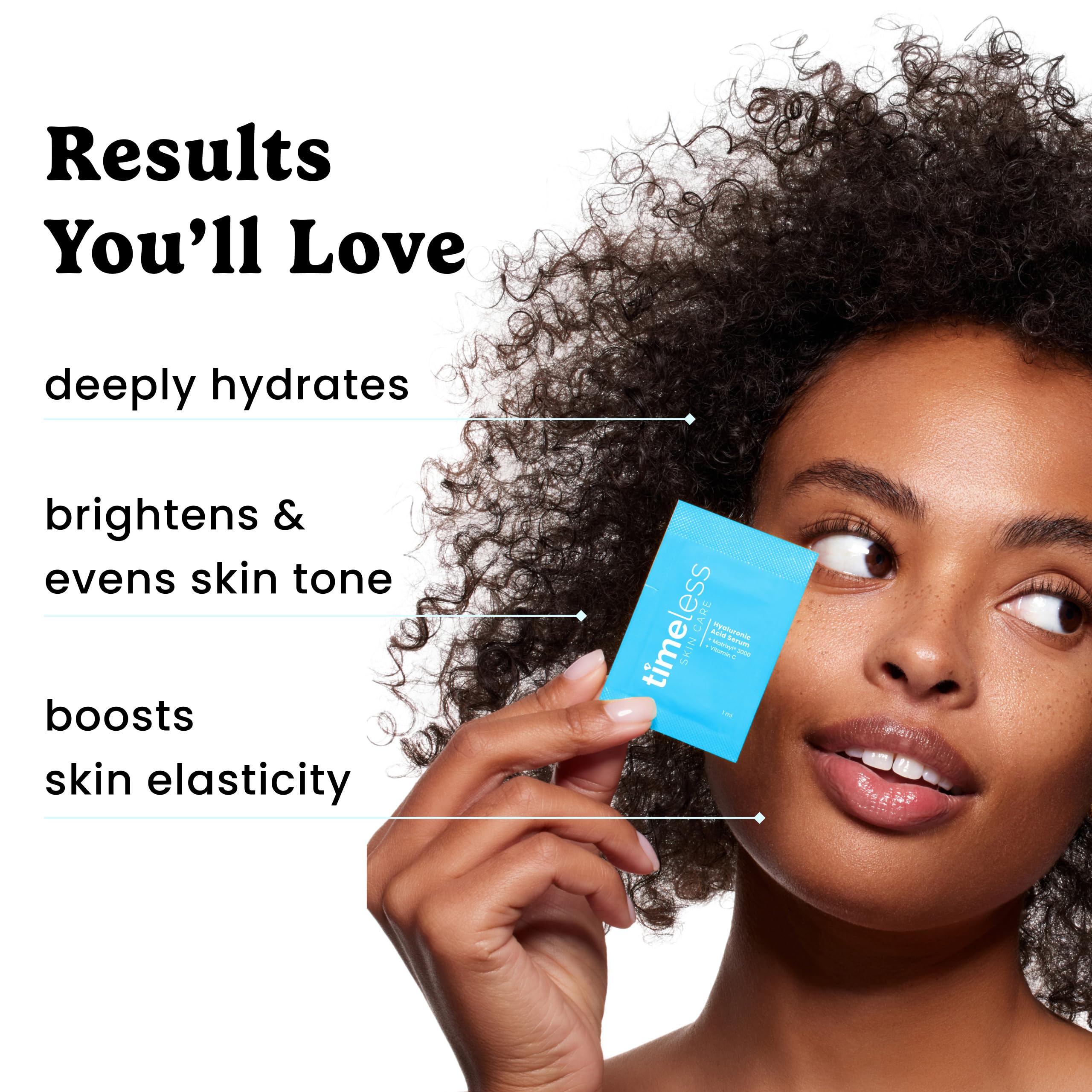 Timeless Matrixyl 3000 serum demonstrates collagen support for firmer-looking skin.