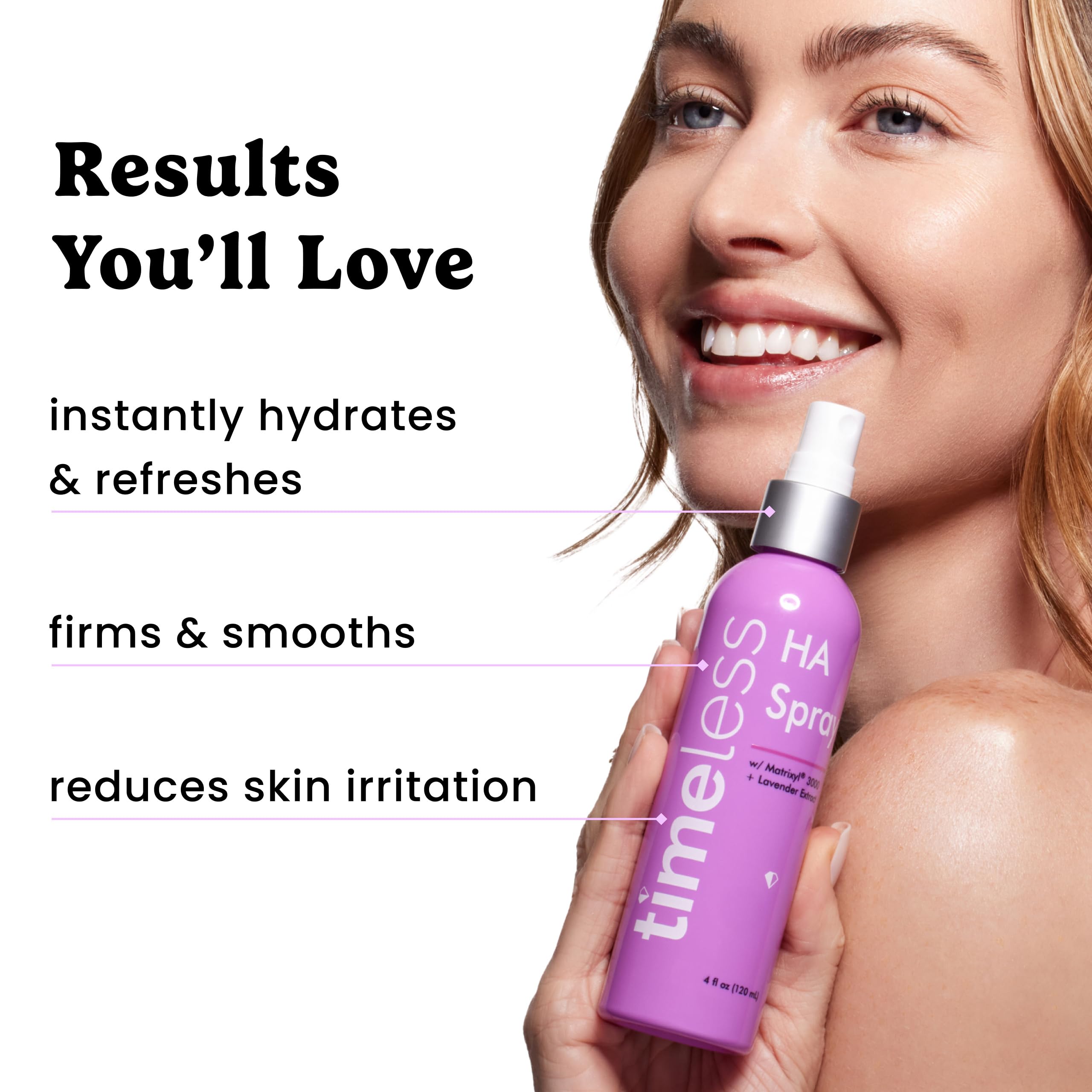 Timeless Skin Care spray on face and neck for quick refresh.