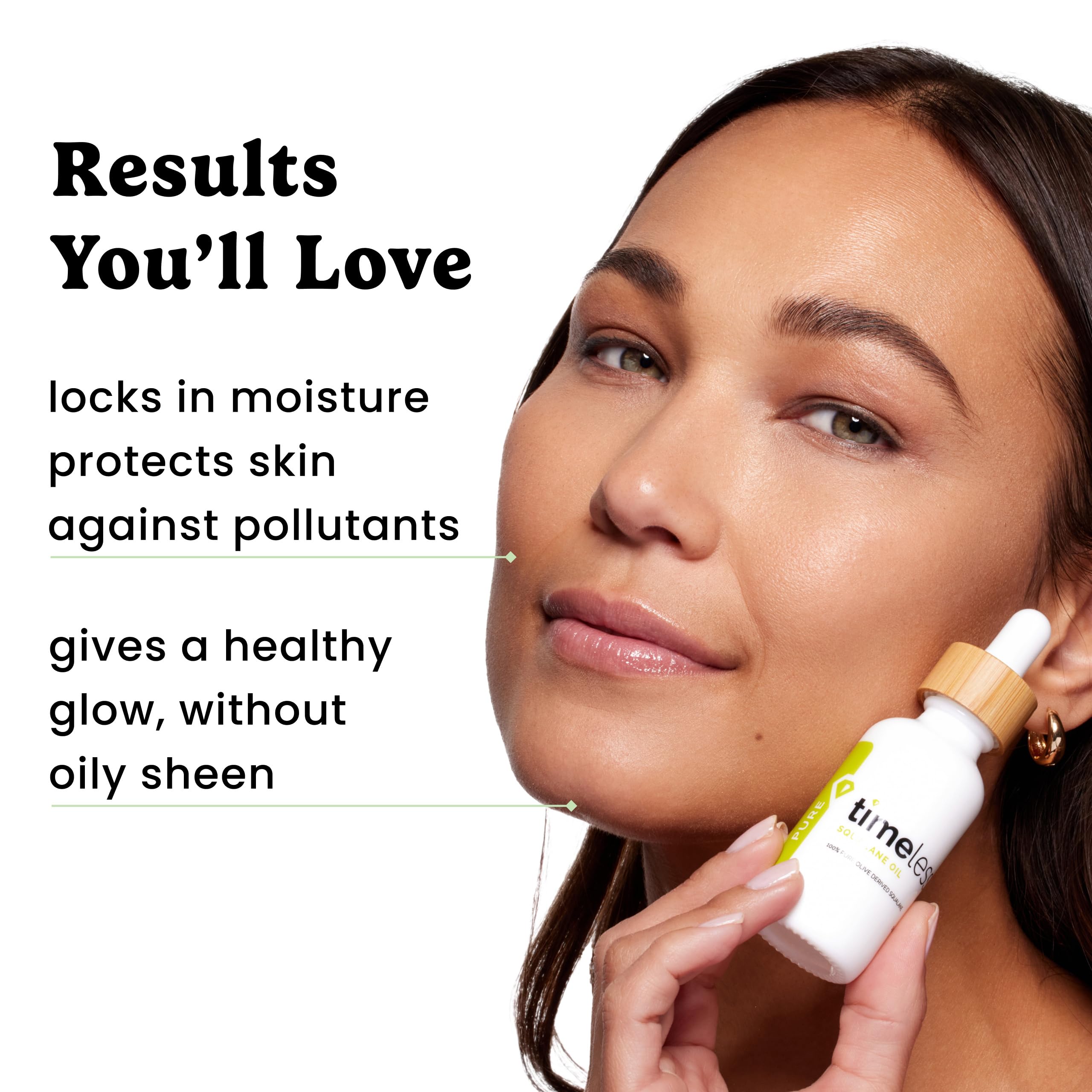Timeless Skin Care Squalane Oil on the neck to boost smoothness