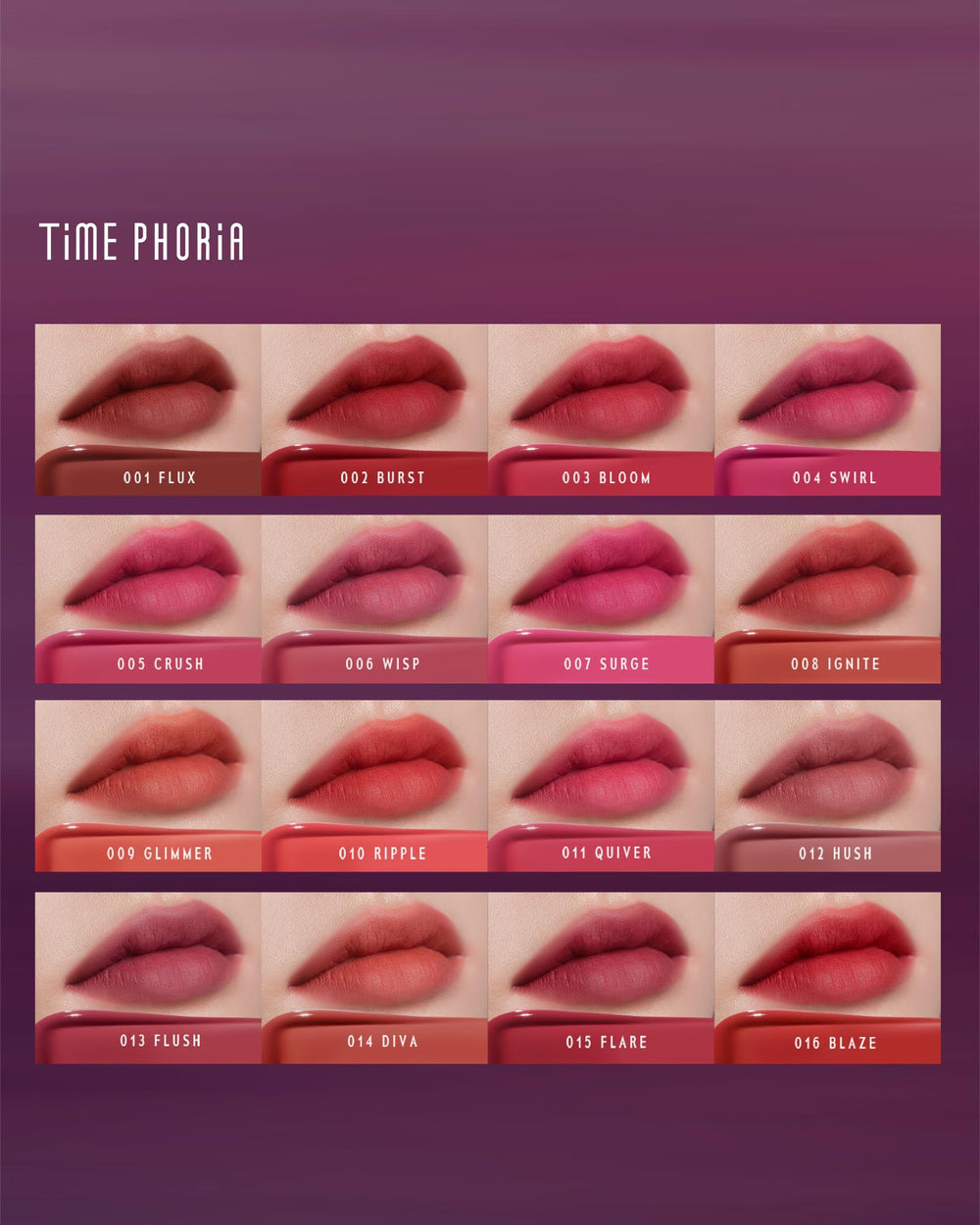 TIMEPHORIA Altera Blurring Lip Tint Bloom closeup highlights blur of lip lines.