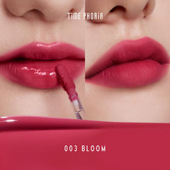 TIMEPHORIA Altera Blurring Lip Tint 003 Bloom swirls demonstrate creamy texture on skin.
