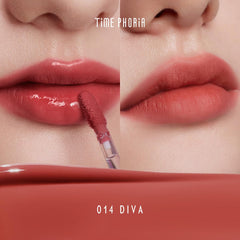 Timephoria Altera Lip Tint Diva glossy-to-matte transition for two looks in one swipe