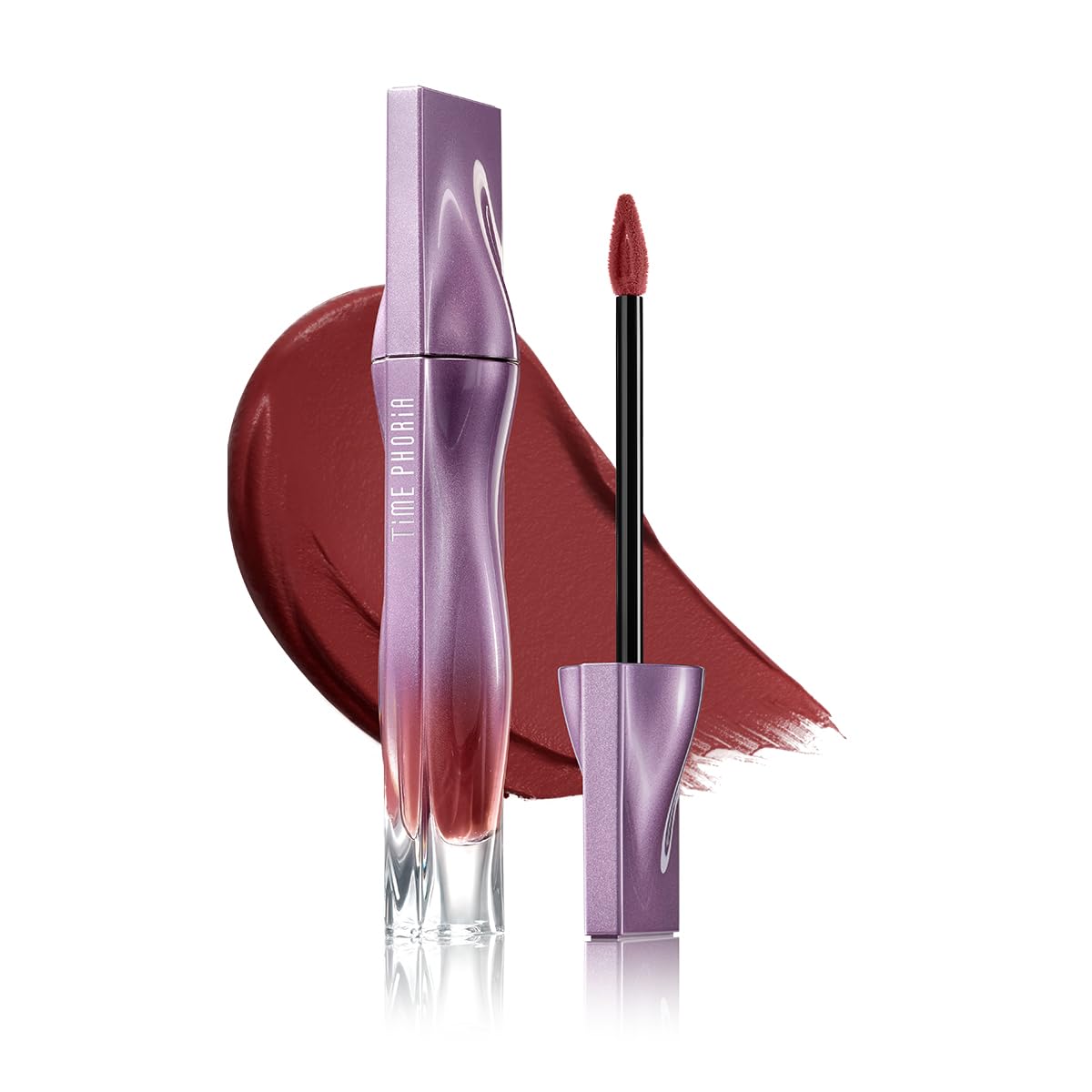TIMEPHORIA Nebula Velvet Lip Cream 09 Helion swatch delivering bold deep berry color