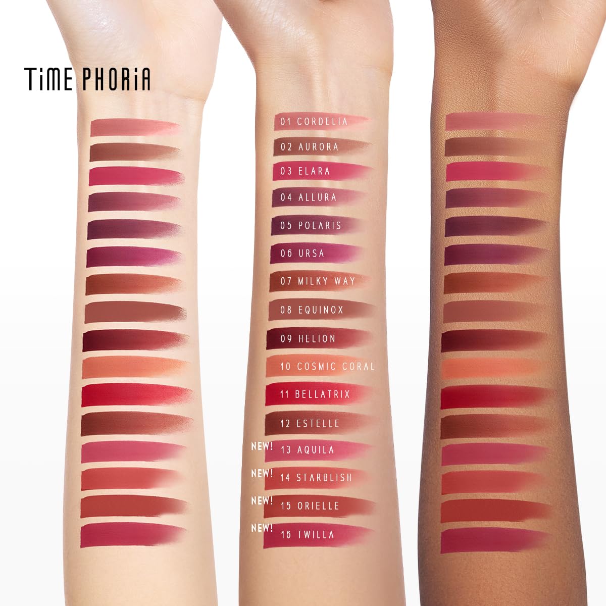 TIMEPHORIA Nebula Velvet Lip Cream 19-shades collection preview