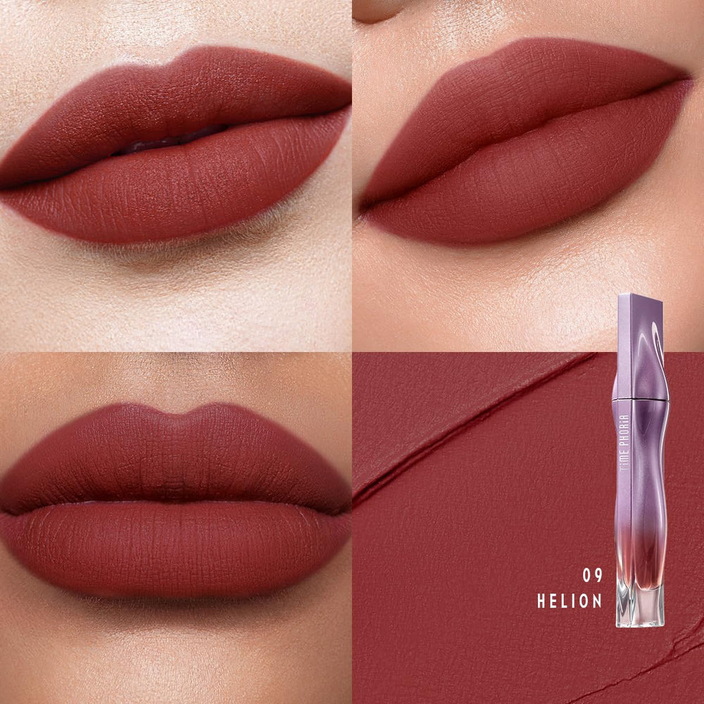 TIMEPHORIA Nebula Velvet Lip Cream application swirl showing smooth glide for easy, even color