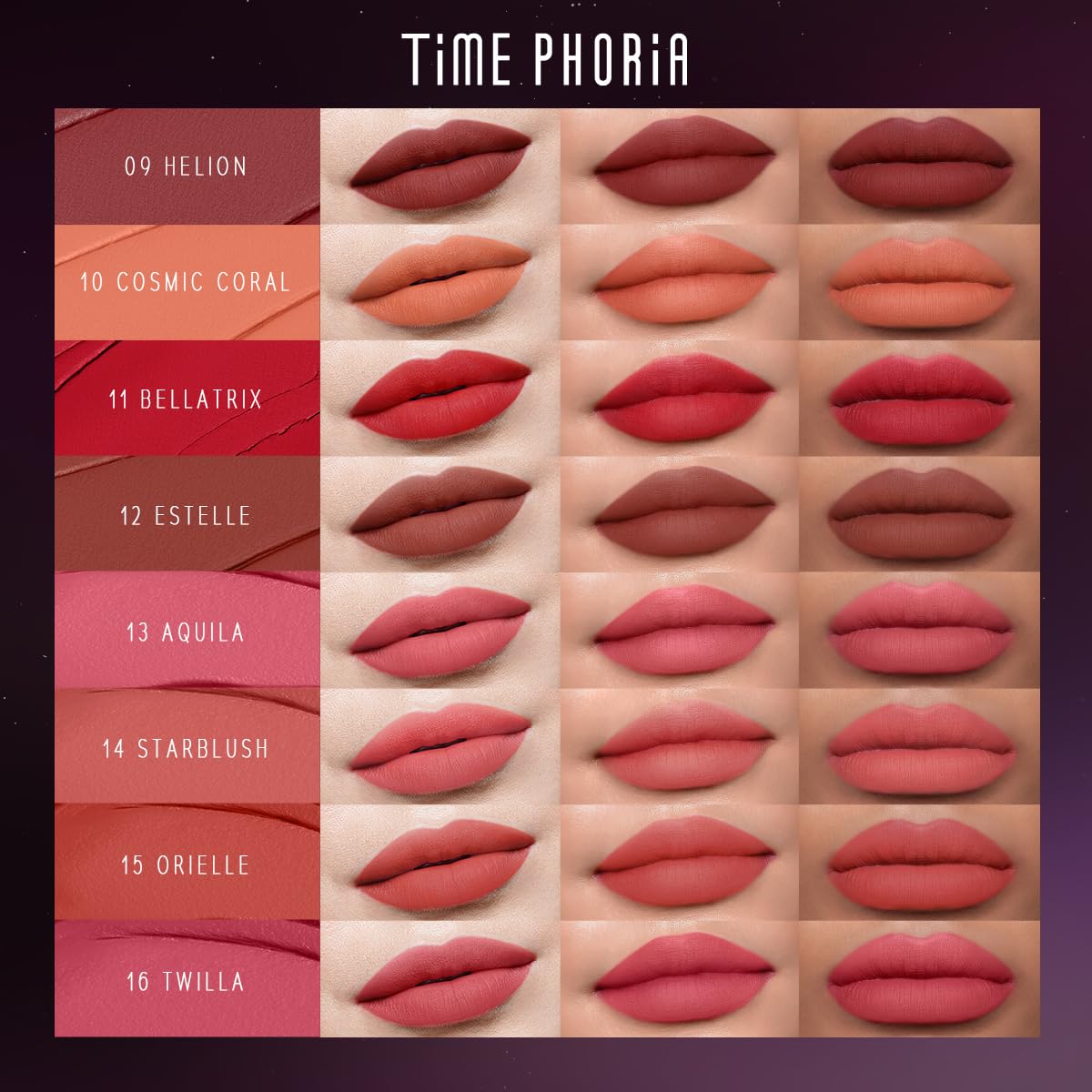 TIMEPHORIA Nebula Velvet Lip Cream ironed lip effect close-up blurs lip lines